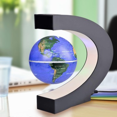 C Shape LED World Map Floating Globe Antigravity Magnetive B