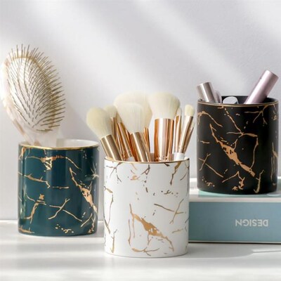 Nordic Marbled Pen Holder Cosmetic Brush Storage Box Cosmeti