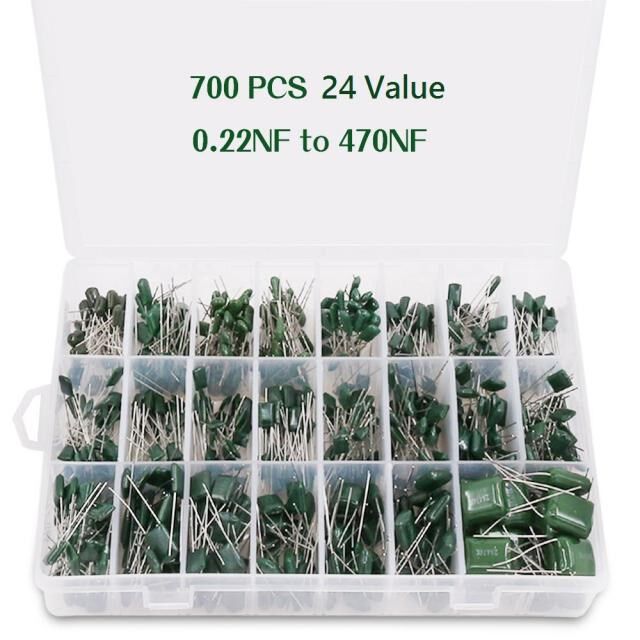 Plastics Box 700pcs 24 Values Mylar Polyester Film Capacitor