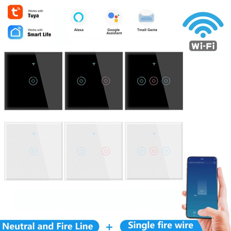 Tuya Wifi Wall Touch Switch Remote Control 1 2 3 Gang Wirele