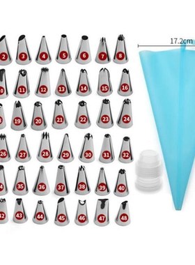 50 PCS/Set Silicone Pastry Bag Tips Kitchen DIY 48 Icing Pip