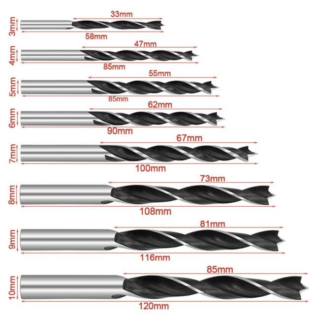 8pcs Twist Drill Bits Set Carbon Steel Working Auger Drill W