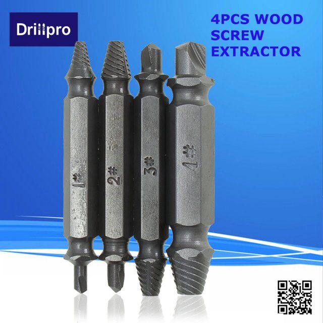 4Pcs Damaged Screw Extractor Drill Bits Guide Set Broken Spe