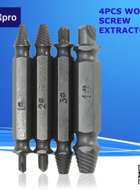 4Pcs Damaged Screw Extractor Drill Bits Guide Set Broken Spe
