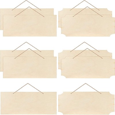 10 Pieces Unfinished Hanging Wood Sign Rectangle Blank Woode
