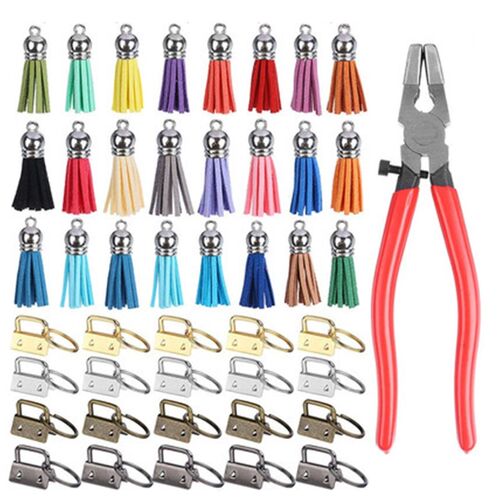 45Pcs 25mm Key Fob Hardware Set with Pliers Faux Leather Tas