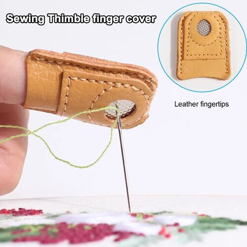 Leather Coin Thimble Finger Cover Tip Quilting Sleeve Handma