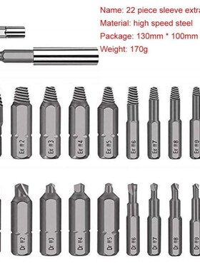 22Pcs Damaged Screw Extractor Drill Bits Guide Set HSS Broke