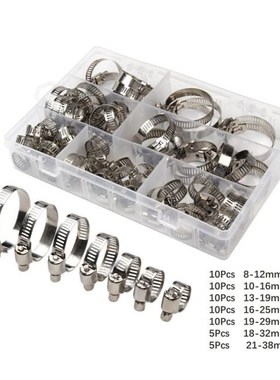60PCS Mulit-Size Stainless Steel Hoop Clamp Hose Clamp 8mm-3