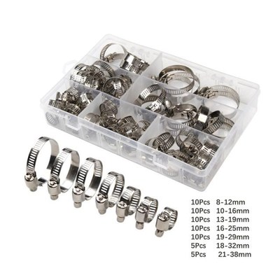 60PCS Mulit-Size Stainless Steel Hoop Clamp Hose Clamp 8mm-3