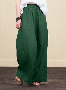 Wide Leg Pants Casual Cotton Linen Loose Women's Trousers Fa