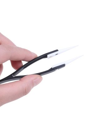 1pc  130x10mm Anti-acid Ceramic Tipped Plastic Tweezer Fine