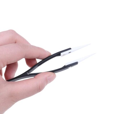1pc  130x10mm Anti-acid Ceramic Tipped Plastic Tweezer Fine