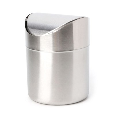 Stainless Steel Desk Trash Bin Countertop Waste Can With Swi