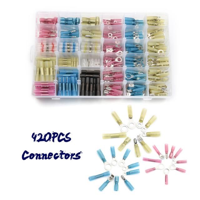 420Pcs Waterproof Solder Seal Heat Shrink Terminals Set Insu