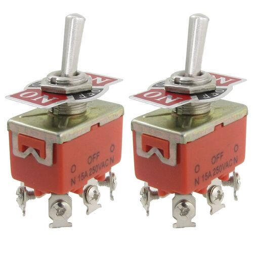 2 Pcs AC 250V 15A Amps ON/OFF/ON 3 Position DPDT Toggle Swit