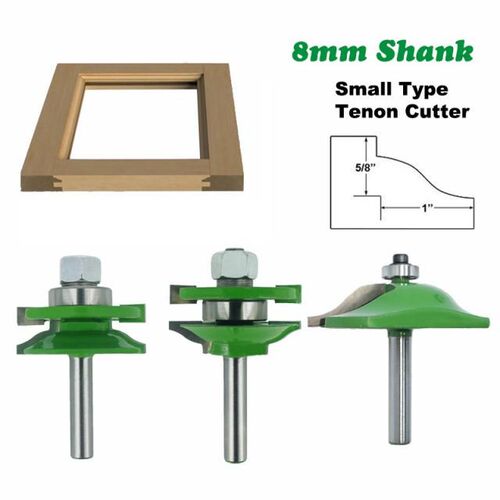 3pcs 8mm Shank Mirror Type Tenon Router Bit 45# steel Cabine