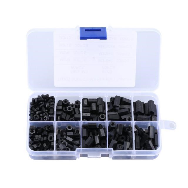 300PCS Black M3 Nylon Standoff Spacers Male Female Screw Hex