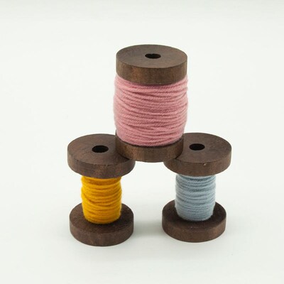 3pcs Empty Wooden Bobbins Spools Thread Sewing Machine Craft