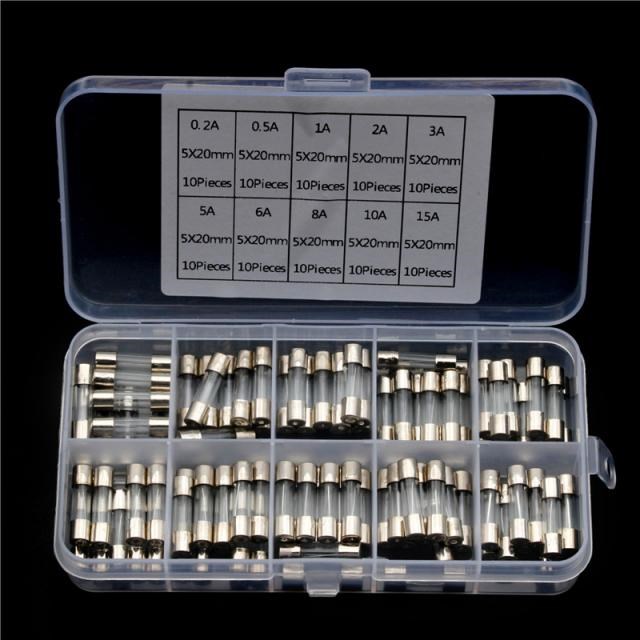 100Pcs 5x20mm Glass Tube Fuse Set Car Electrical Quick Blow