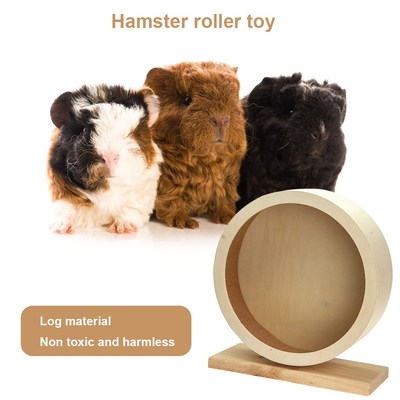 Natural Wood Silent Running Toy Hamster Roller Wheel Exercis