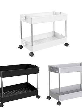 2 Tier Storage Cart Widened Portable Rolling Storage Cart wi
