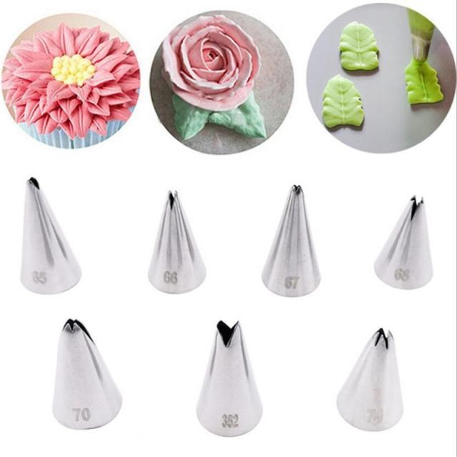 7 Pcs/set Leaf Pastry Tips Stainless Steel Icing Piping Nozz