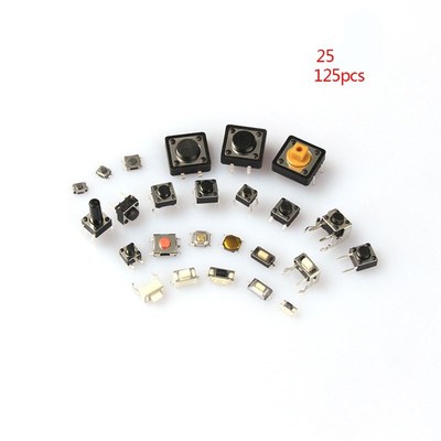 125Pcs/Set 25 Types Switches Assorted Micro Push Button Tact