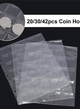 1 Page 20/30/42 Pockets Plastic Coin Holder Sheet For Storag