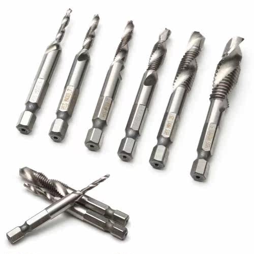 6Pcs 1/4'' Hex High Speed Steel Thread Spiral Screw Drill Bi