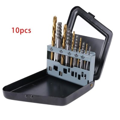 10Pcs/Set Damaged Screw Extractor Drill Bits Guide Set Broke