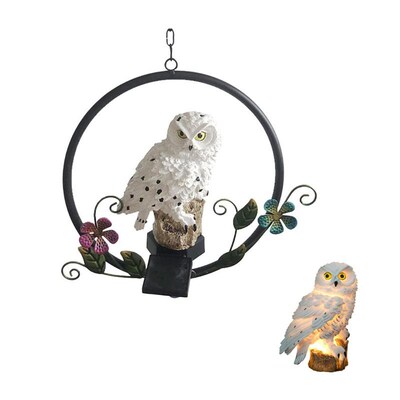 Solar Outdoor Garden Resin Sculptures Lamp Owl Shape for Gar