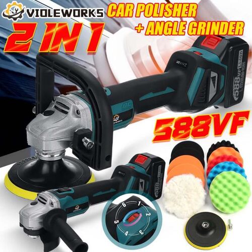 588VF 1580W 2 IN 1 Cordless Brushless Car Polisher Angle Gri