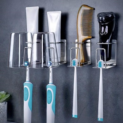 Creative Traceless Adhesive toothbrush holder bathroom organ