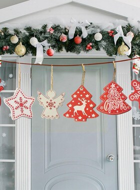 Christmas Wooden Pendants Xmas Tree Hanging Ornaments Snowfl