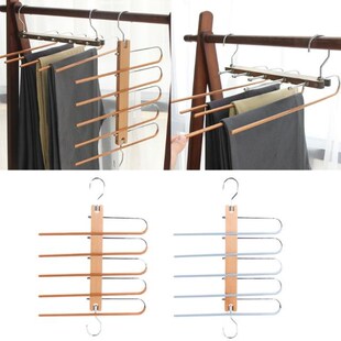 Non-Slip Pants Hanger with Clips 5 Layered Trousers Rack 适