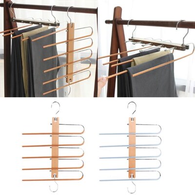 Non-Slip Pants Hanger with Clips 5 Layered Trousers Rack 适