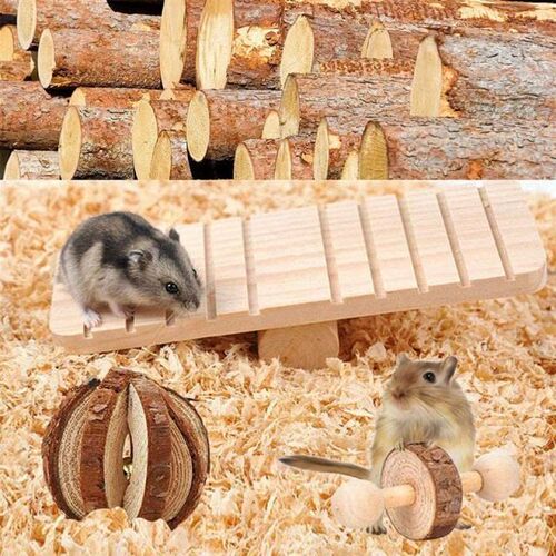10Pcs Natural Wooden Rabbits Exercise Toys Pine Dumbells Uni