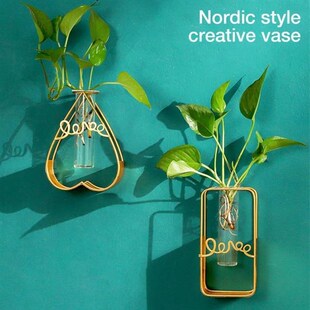 Terrarium Iron Glass Vase Hydroponic Plant Flower Vase Home