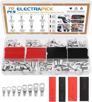 Electrapick 140PCS Bolt Hole Tinned Copper SC Terminals Set-