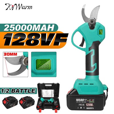 128V Electric Cordless Pruner Pruning Shear With 1/2Pcs 2500