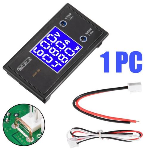 1pc New DC 10A 100V 1000W Digital LCD Voltmeter Wattmeter Cu