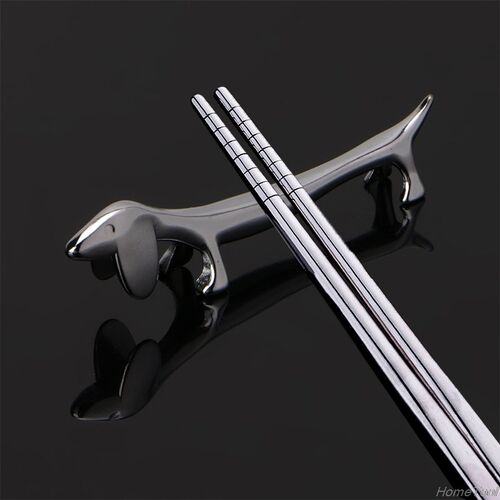 Lovely Little Dog Chopsticks Holder Rest Metal Craft Stainle