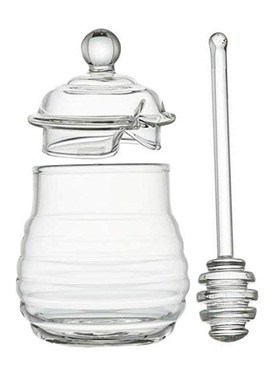 Honey Jar with Dipper and Lid Glass Beehive Honey Pot 适用于