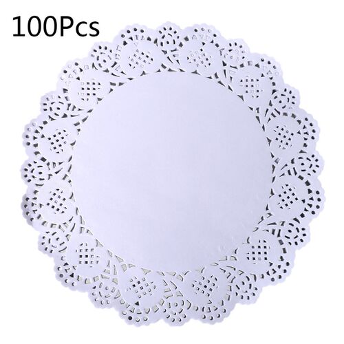 100Pcs Round Lace Paper Mats Coasters Placemats Wedding Even