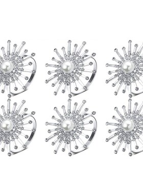6 Packs Napkin Rings Rhinestone Crystal Napkin Holders Exqui