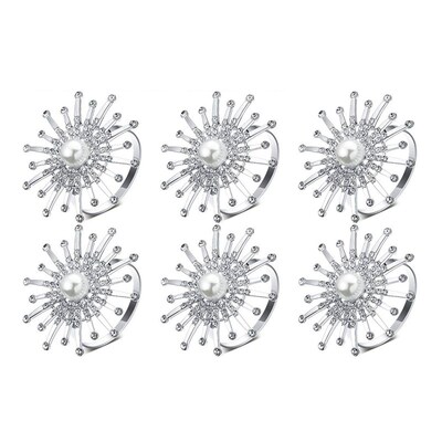 6 Packs Napkin Rings Rhinestone Crystal Napkin Holders Exqui