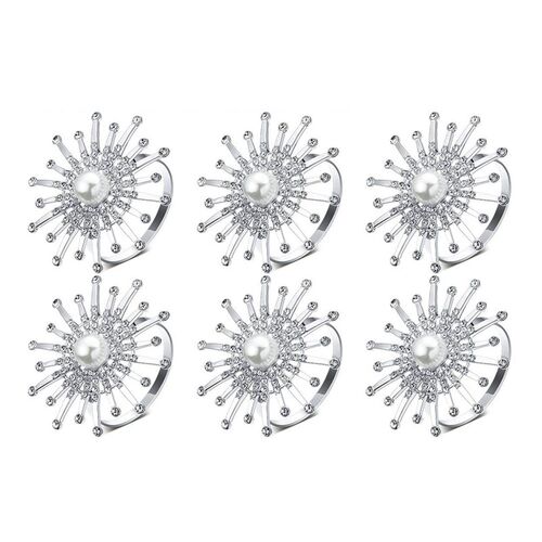 6 Packs Napkin Rings Rhinestone Crystal Napkin Holders Exqui