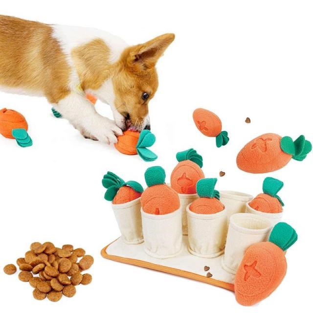 Carrot Dog Toys Slow Feeding Snuffle Mat Food Foraging Train