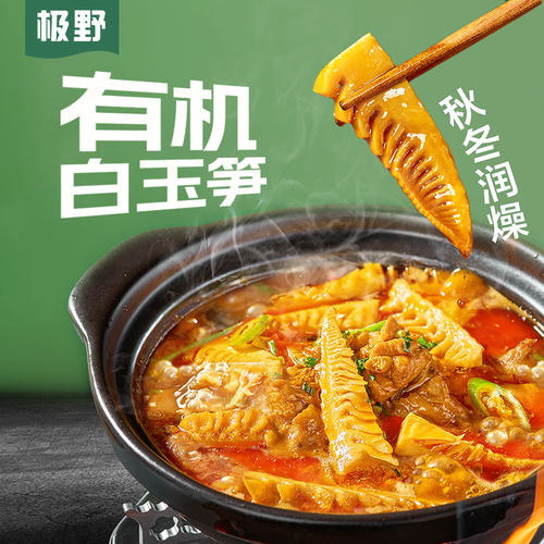 极野有机白玉笋尖 新鲜清水嫩笋鲜笋块 炒炖煲汤火锅专用230g*2袋